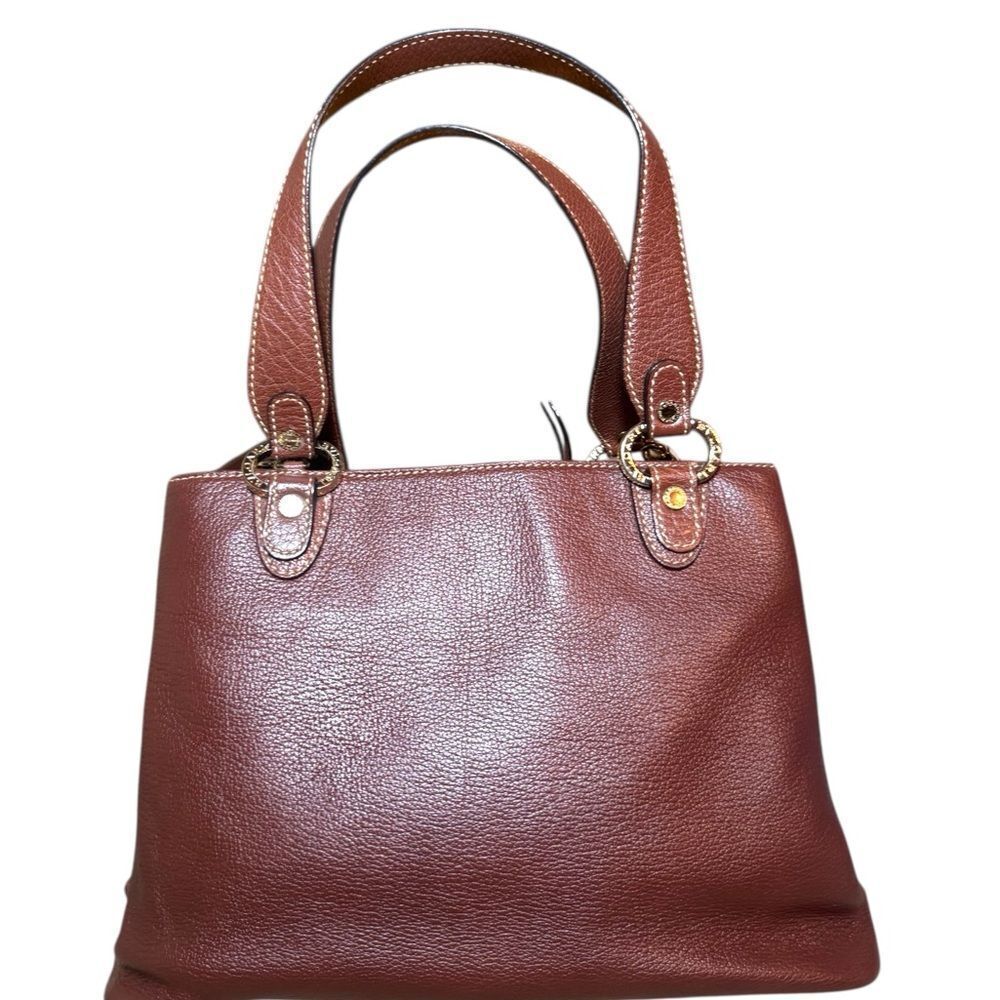 BVLGARI Brown Grained Leather Becky Handbag - Picture 2 of 16